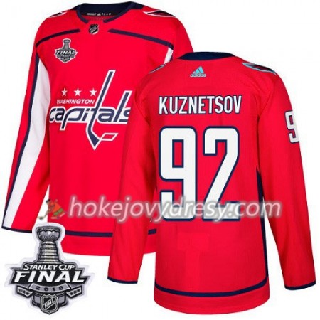 Pánské Hokejový Dres Washington Capitals Evgeny Kuznetsov 92 2018 Stanley Cup Final Patch Adidas Červená Authentic